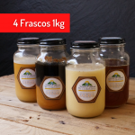 4 Frascos de 1 kg Miel