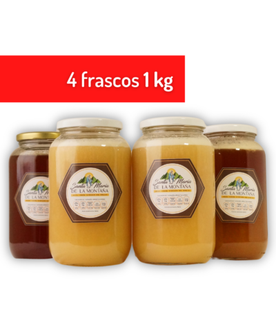 4 frascos miel virgen kilo